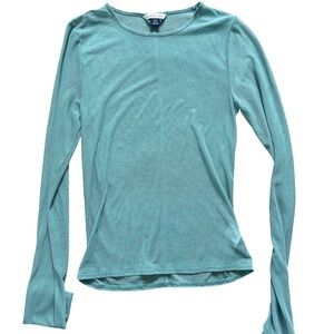 American Eagle Outfitters Mesh Blue Fitted Long Sleeve